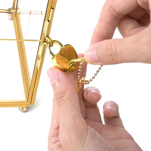 Okllen Glass Card Box with Slot, Large Gold Clear Card Box for Wedding Receptions, Decorative Storage Box with Lock for Baby Shower, Birthday Party, Bridal Shower - Image 3