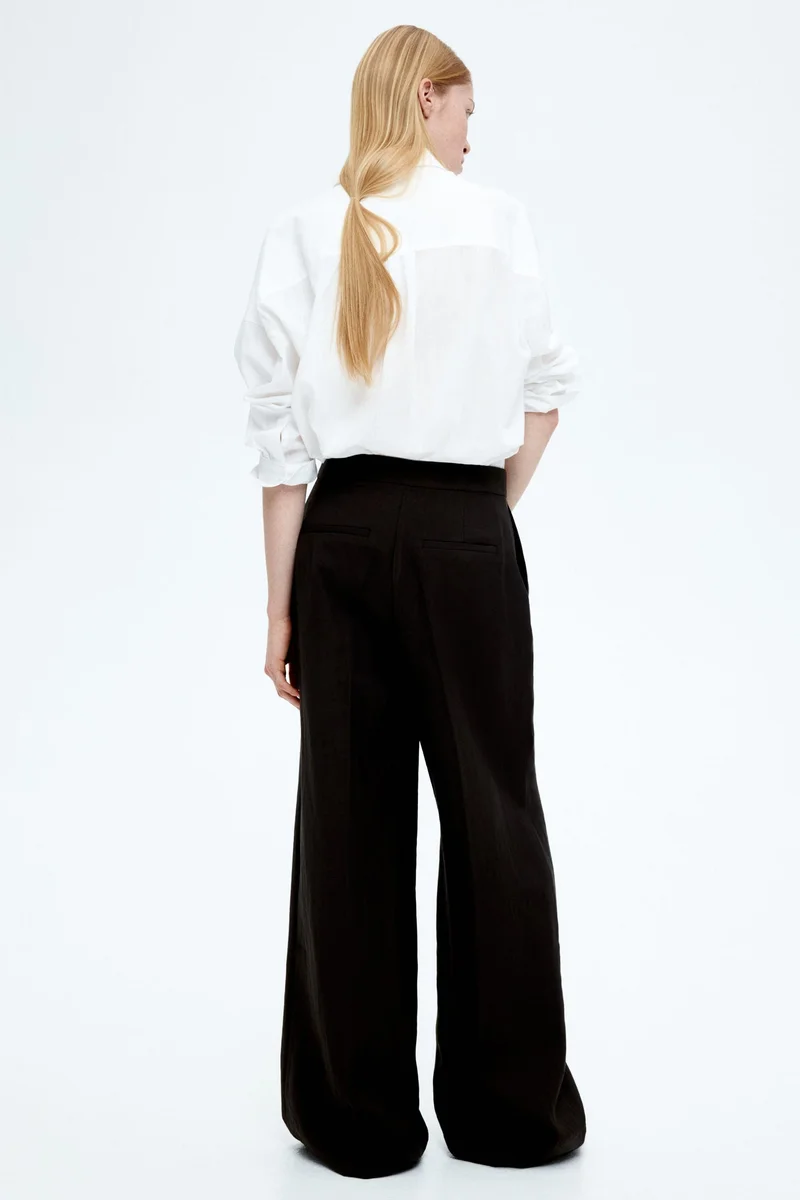 اتش اند ام Oversized linen-blend shirt