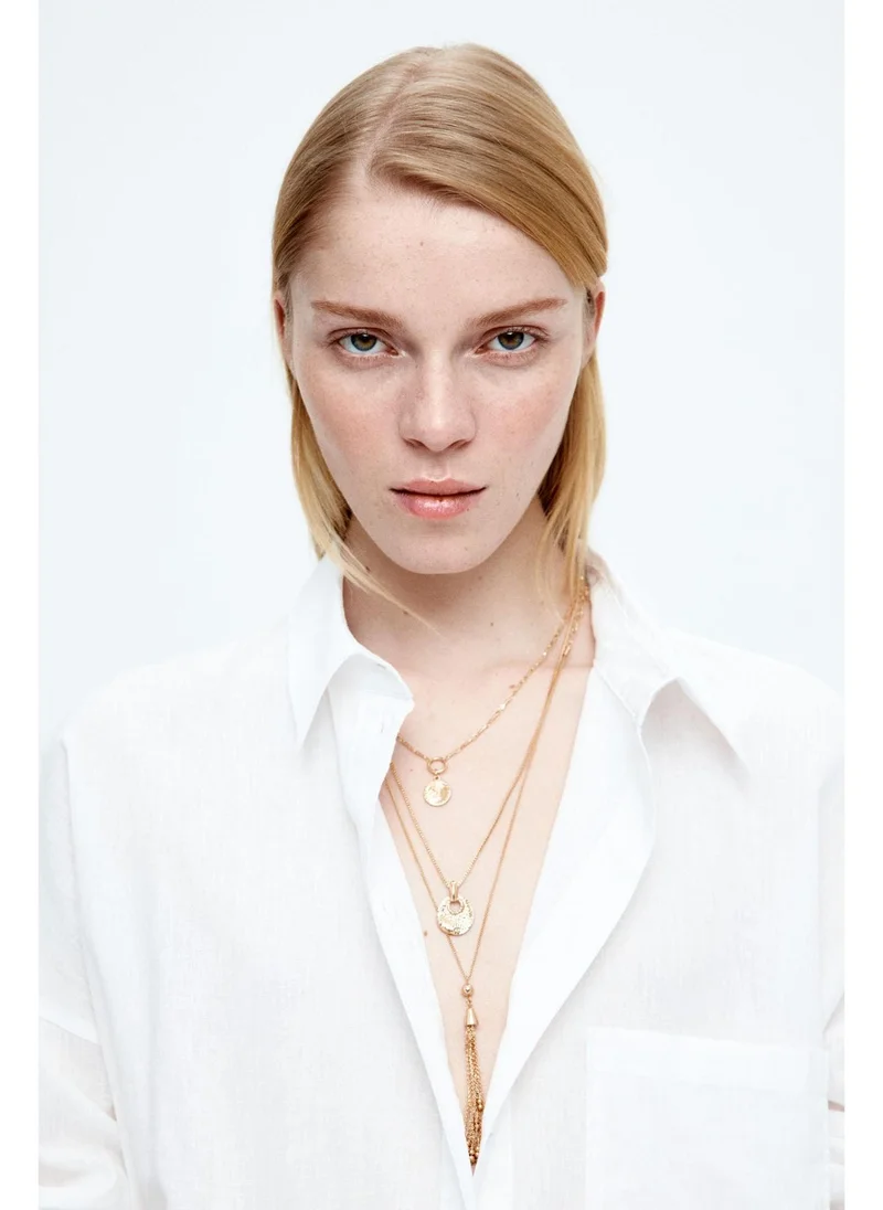 اتش اند ام Oversized linen-blend shirt