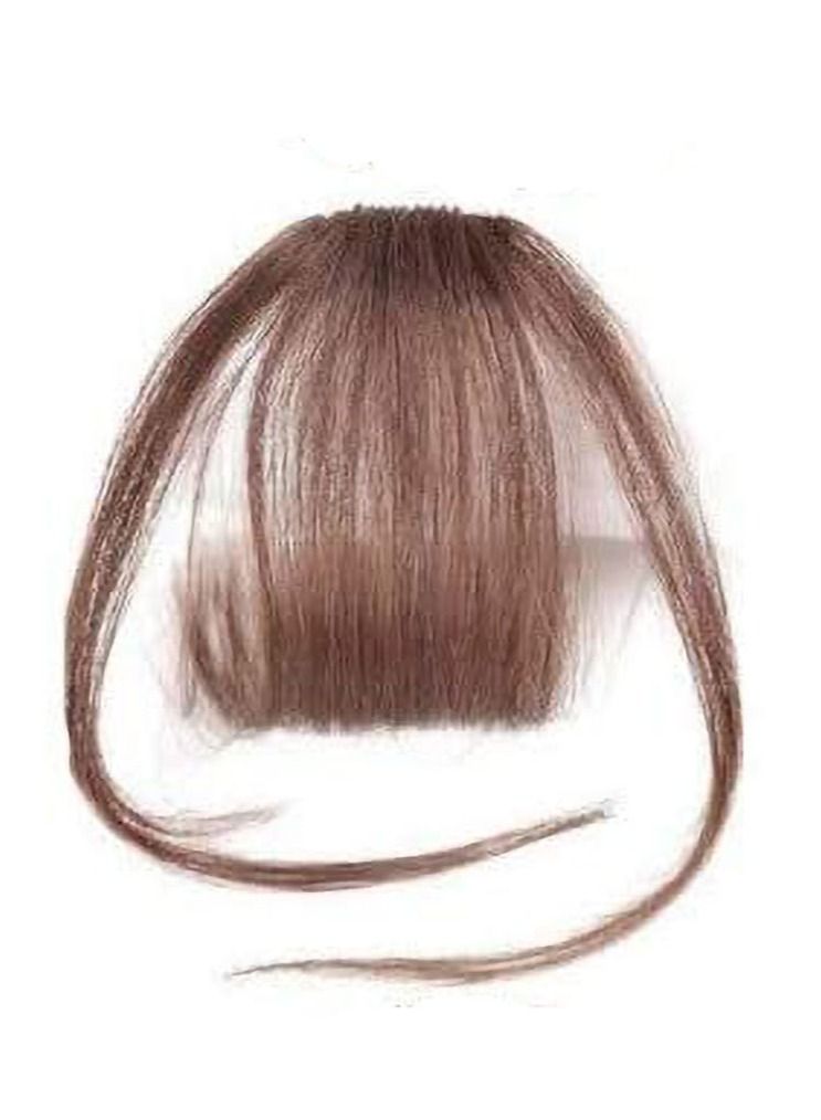 إستيل وصلات شعر مزينة بمشابك رفيعة وأنيقة للنساء ، مشبك شعر من قطعة واحدة بهامش أنيق بالكامل ، قطعة شعر مستقيمة جانبية مع ملحقات مشبك (مع السوالف ، بني فاتح) - Image 1