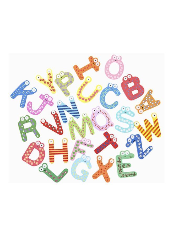NIBEMINENT 26-Piece Wooden Cartoon Letter Fridge Magnet Toy 12x11x6cm - Image 2