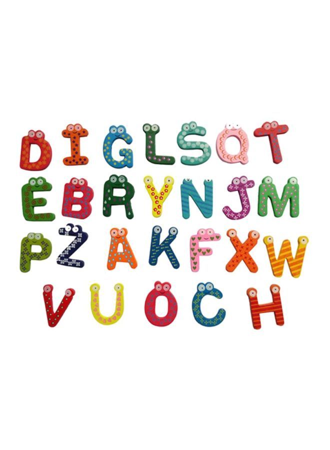 NIBEMINENT 26-Piece Wooden Cartoon Letter Fridge Magnet Toy 12x11x6cm - Image 1