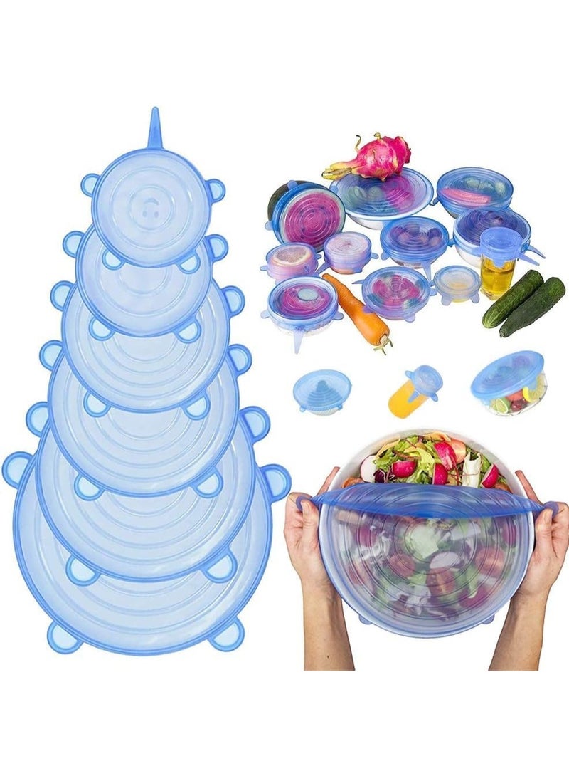 Flexible Silicone Stretch Lids – 6 Different Sizes – Reusable Multi-Color Food Covers – Airtight Lids for Bowls, Cups, Fruits & Vegetables - Image 1