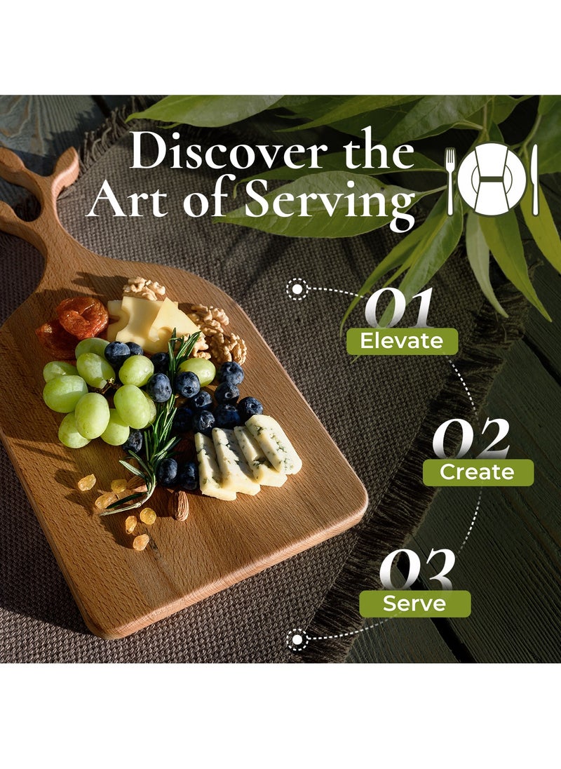 Premium Ash Wood - Natural Antibacterial Properties - Wooden Serving Board - Elegant Design - Perfect for Cutting - Chopping and Serving Board