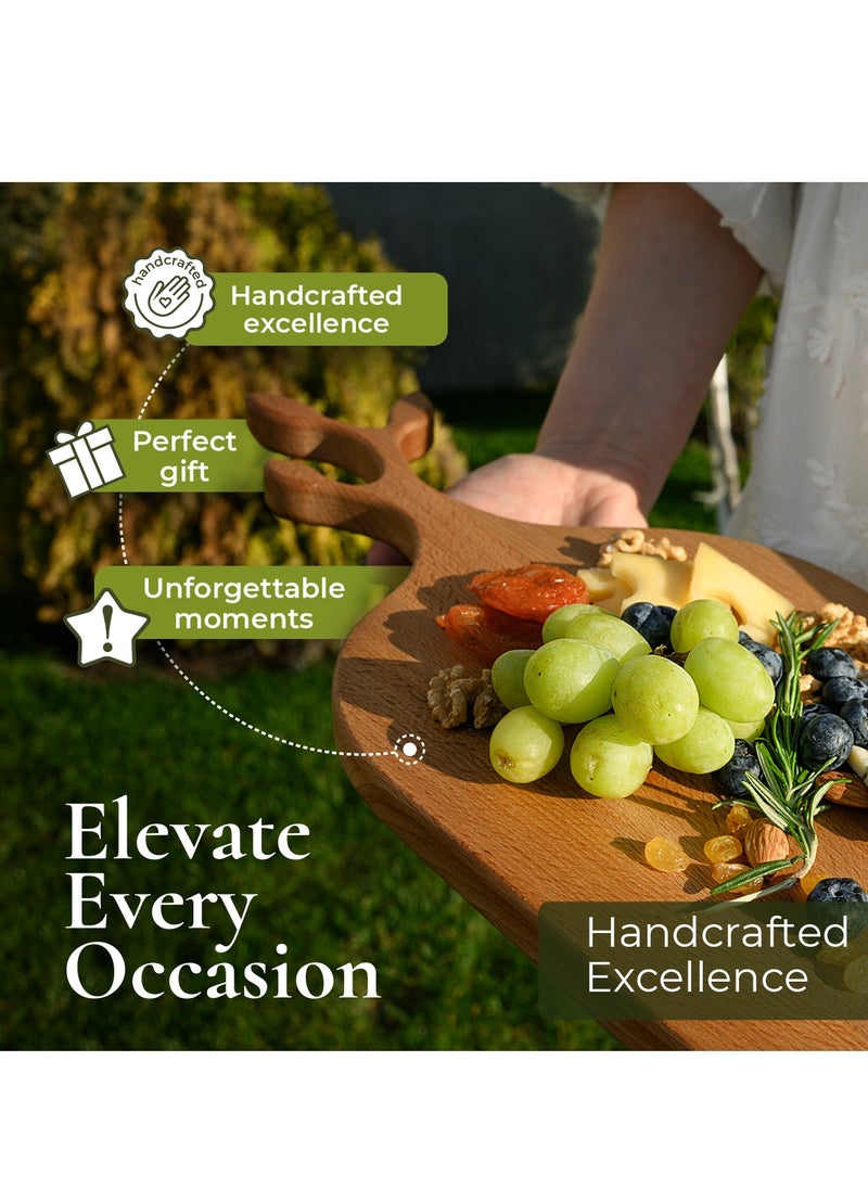 Premium Ash Wood - Natural Antibacterial Properties - Wooden Serving Board - Elegant Design - Perfect for Cutting - Chopping and Serving Board