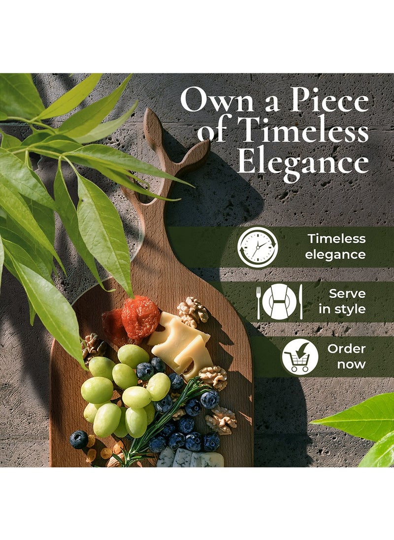 Premium Ash Wood - Natural Antibacterial Properties - Wooden Serving Board - Elegant Design - Perfect for Cutting - Chopping and Serving Board