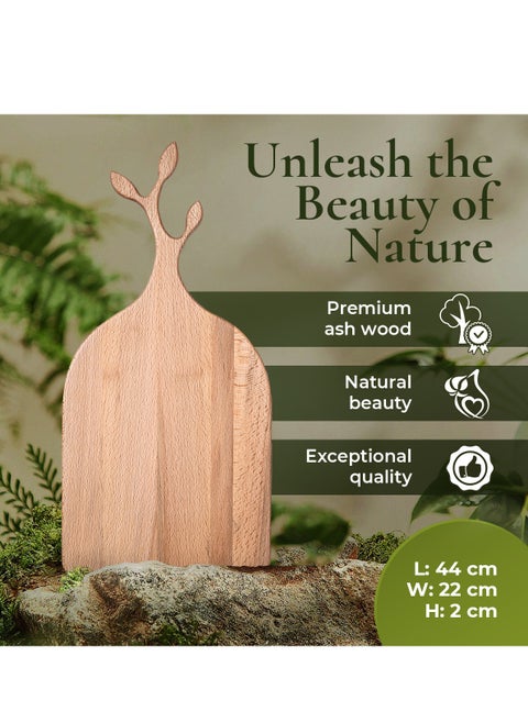 Premium Ash Wood - Natural Antibacterial Properties - Wooden Serving Board - Elegant Design - Perfect for Cutting - Chopping and Serving Board