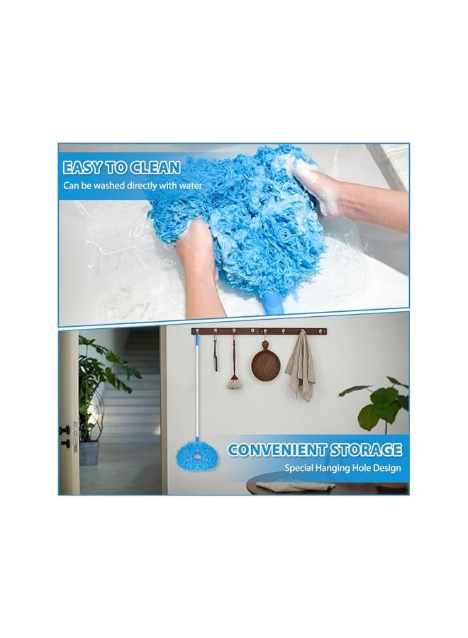 PROMASS High Ceiling Fan Blade Cleaner Duster Cleaning Long Pole Extension Microfiber Feather Brush Window Blind Wall Cobweb Dust Extendable Handle Tool Washable Telescopic Web Maid Mop Telescoping Extended - Image 4