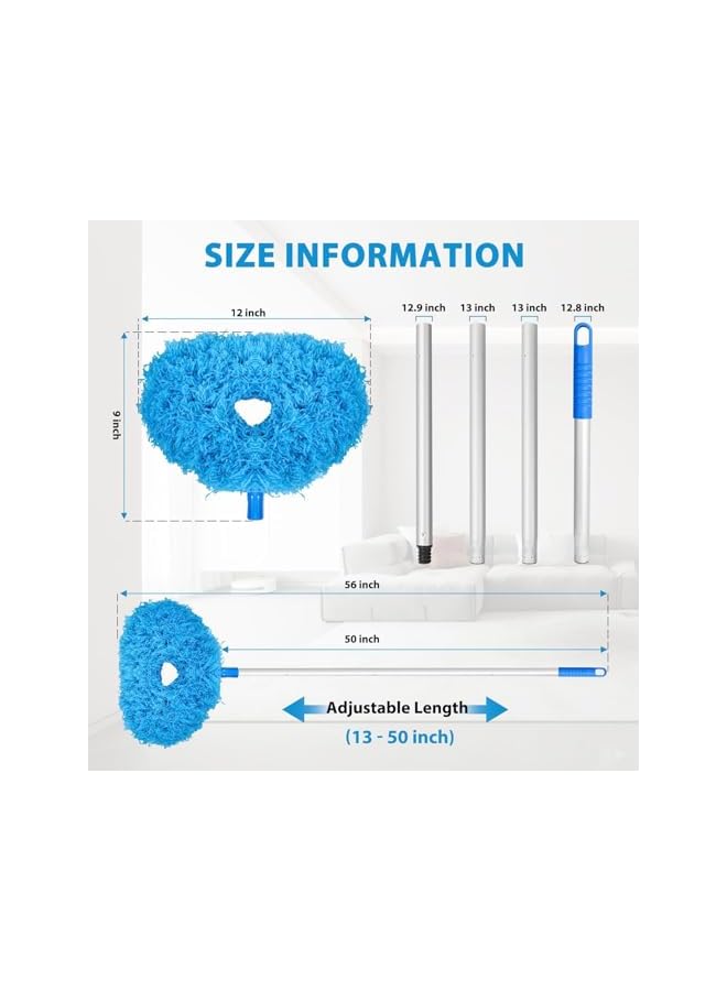 PROMASS High Ceiling Fan Blade Cleaner Duster Cleaning Long Pole Extension Microfiber Feather Brush Window Blind Wall Cobweb Dust Extendable Handle Tool Washable Telescopic Web Maid Mop Telescoping Extended - Image 5