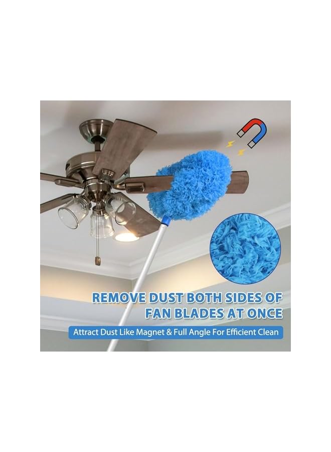 PROMASS High Ceiling Fan Blade Cleaner Duster Cleaning Long Pole Extension Microfiber Feather Brush Window Blind Wall Cobweb Dust Extendable Handle Tool Washable Telescopic Web Maid Mop Telescoping Extended - Image 2