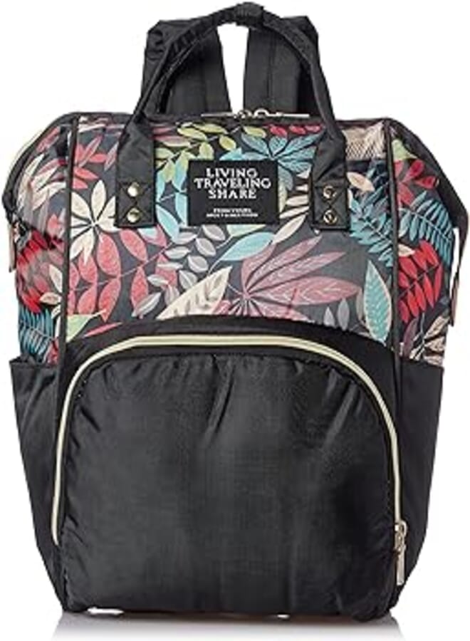 Living Travelling Share Baby Diaper Printed for Unisex Backpack- Black