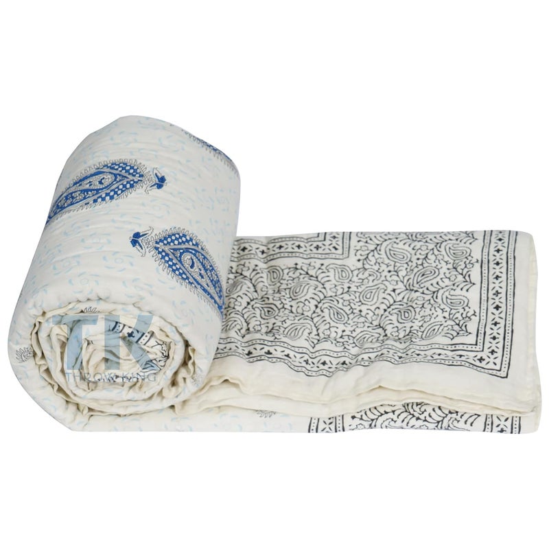 THROW KING THROW KING Traditional Hand Made Pure Cotton Single Bed Jaipuri razai Soft Premium Jaipuri AC QuiltRazaiRajai Single Bed 60 x 90 inch  - Image 3