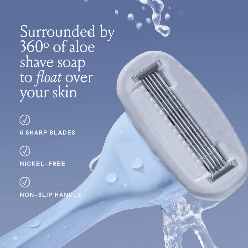 Billie Razors for Women Shave Kit â€“ Womenâ€™s Razor + 4 x 5-Blade Razor Refills + Magnetic Holder â€“ Cool Blue - Image 3
