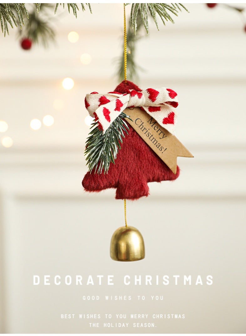 أوليس فيرس  مجموعة زينة كريسماس معلقة (٧ قطع) -- دمية سانتا المحشوة، غزال، رجل ثلج، وقلادات شجرة من اللباد مع أجراس -- ديكورات احتفالية لشجرة ومنزل عيد الميلاد - Image 3