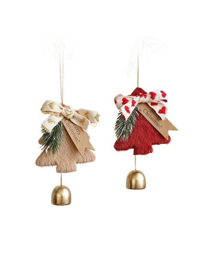 أوليس فيرس  مجموعة زينة كريسماس معلقة (٧ قطع) -- دمية سانتا المحشوة، غزال، رجل ثلج، وقلادات شجرة من اللباد مع أجراس -- ديكورات احتفالية لشجرة ومنزل عيد الميلاد - Image 4