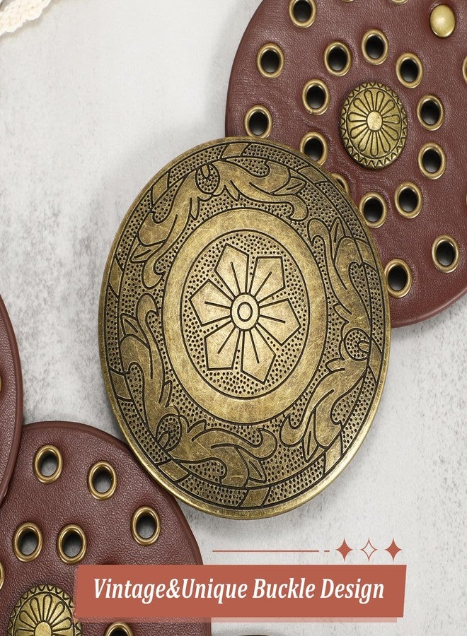 WERFORU Women Wide Western Disc Belt Cowgirl Boho Leather Belt for Jeans Dress - Image 5