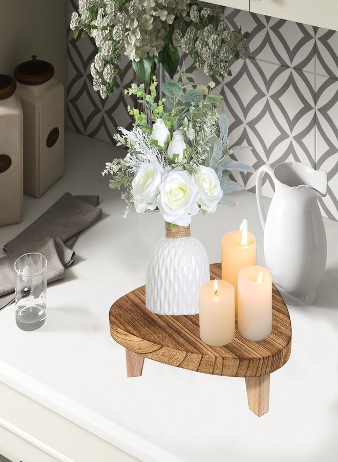 ARTORA Wood Riser Decorative Wooden Tray Bathroom, Short Plant Stand for Desk Kitchen Counter Organizer Soap Dish Pedestal Small Indoor Plant Holder Desktop Display Stand - Image 2