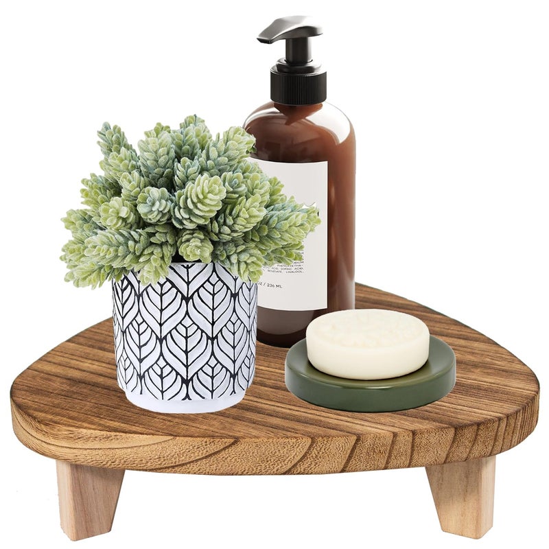 ARTORA Wood Riser Decorative Wooden Tray Bathroom, Short Plant Stand for Desk Kitchen Counter Organizer Soap Dish Pedestal Small Indoor Plant Holder Desktop Display Stand - Image 1