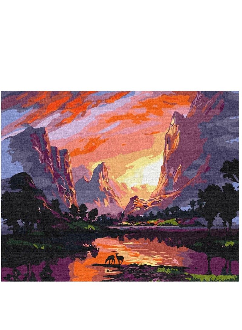 Excefore Paint by Numbers for Adults Beginner, Landscape Painting Canvas Oil Painting Digital Painting Kit, Acrylic Paint by Numbers for Living Room Home Bedroom Decor 16x20inch - Image 1