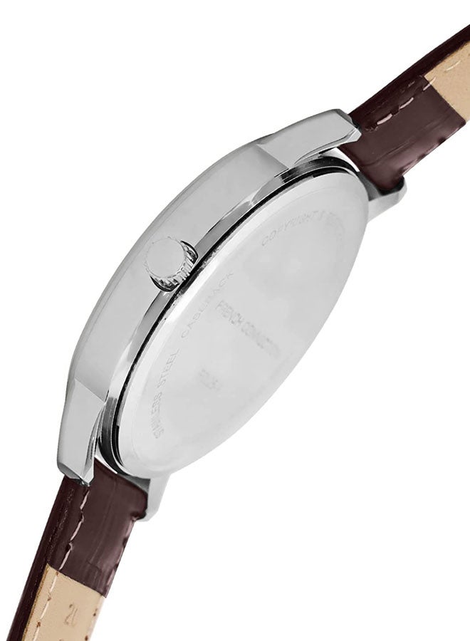 French Connection White Dial Brown Leather Strap Analog Watch for Men 42mm - Image 3