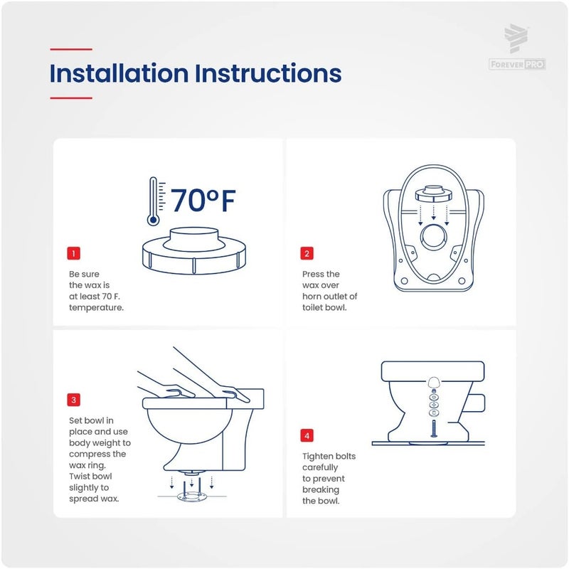 ForeverPRO WRFT02 Universal Extra Thick Toilet Wax Ring Replacement Kit for Floor Outlet Toilet Bowl with Black Rubber Flange Funnel Water Tight Seal Gasket Accommodates 3 Inch and 4 Inch Waste Lines - Image 5