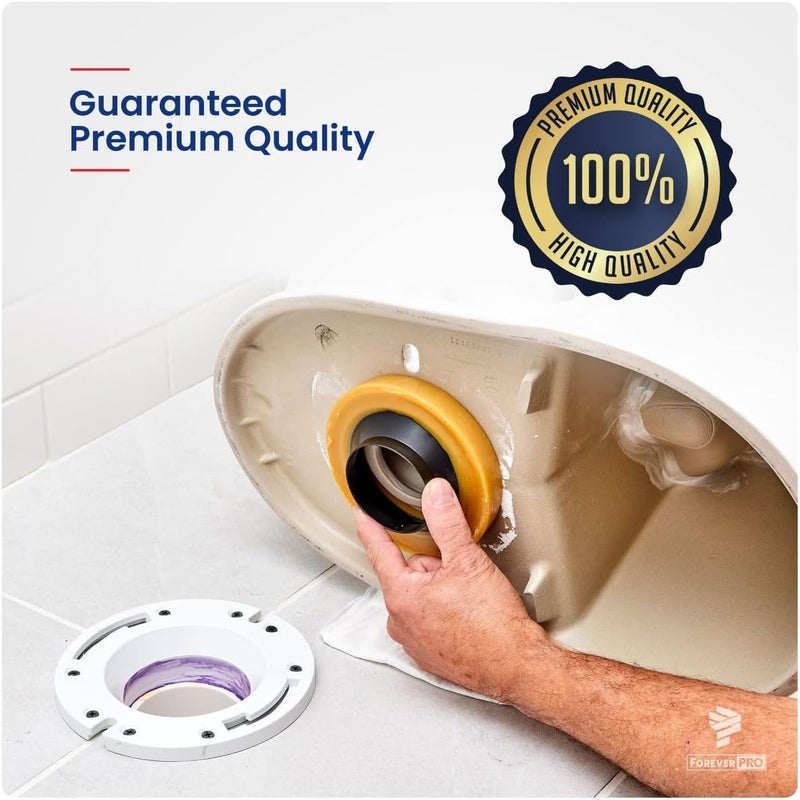 ForeverPRO WRFT02 Universal Extra Thick Toilet Wax Ring Replacement Kit for Floor Outlet Toilet Bowl with Black Rubber Flange Funnel Water Tight Seal Gasket Accommodates 3 Inch and 4 Inch Waste Lines - Image 3