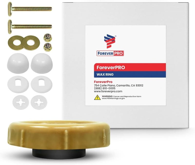 ForeverPRO WRFT02 Universal Extra Thick Toilet Wax Ring Replacement Kit for Floor Outlet Toilet Bowl with Black Rubber Flange Funnel Water Tight Seal Gasket Accommodates 3 Inch and 4 Inch Waste Lines - Image 1
