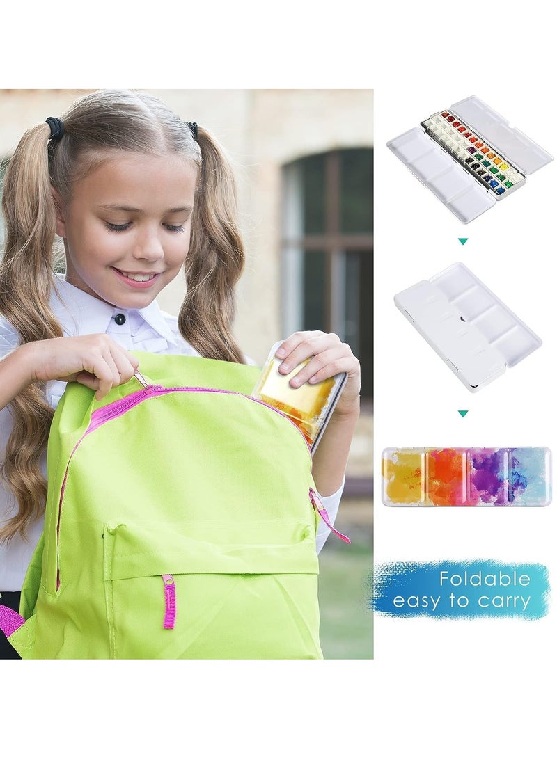 Empty Watercolor Palette, Empty Watercolor Tin with Fold Out Palette, Medium Colorful Watercolor Tray Palette with 26 Empty Half Pans for Plein Air Painting and Sketching for DIY Travel Palette - Image 3