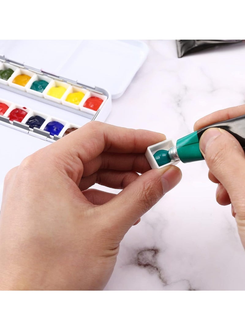 Empty Watercolor Palette, Empty Watercolor Tin with Fold Out Palette, Medium Colorful Watercolor Tray Palette with 26 Empty Half Pans for Plein Air Painting and Sketching for DIY Travel Palette - Image 5