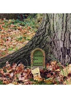 Generic 3Pcs Green Fairy Door Wooden Miniature Fairy Garden Doors Outdoor Mini Fairy Gnome House Accessories for Tree Trunk Ornaments Garden Miniatures, Garden Sculptures and Statues, Fairy Door  - Image 2