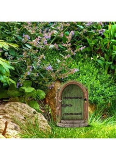 Generic 3Pcs Green Fairy Door Wooden Miniature Fairy Garden Doors Outdoor Mini Fairy Gnome House Accessories for Tree Trunk Ornaments Garden Miniatures, Garden Sculptures and Statues, Fairy Door  - Image 3