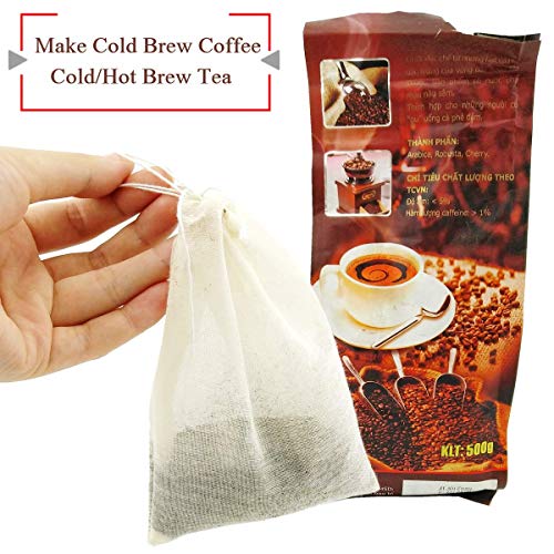 AUXIN Cheesecloth Bags for Straining,Reusable Cold Brew Coffee Cheese Cloths Strainer,Large Nut Milk Tea Juice Bag,100% Natural Cotton Fine Mesh Filter Bags(X-Small,4 PACK) - Image 3