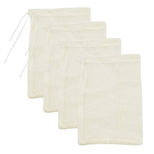 AUXIN Cheesecloth Bags for Straining,Reusable Cold Brew Coffee Cheese Cloths Strainer,Large Nut Milk Tea Juice Bag,100% Natural Cotton Fine Mesh Filter Bags(X-Small,4 PACK) - Image 1