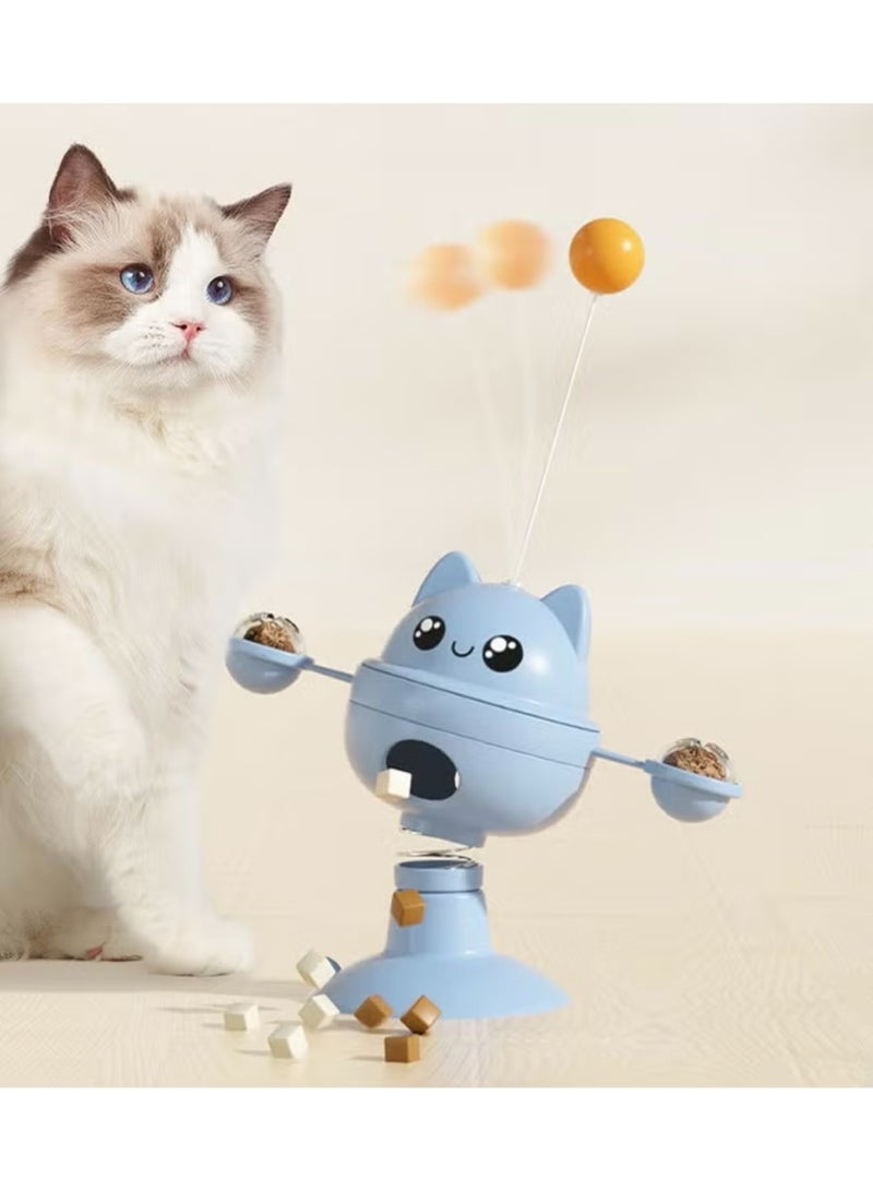 Self-Balancing Spring Rotating Food Ball for Cats, Interactive Slow Feeder for Healthy Feeding, Mental Stimulation and Boredom Relief Toy for Indoor Cats, Interactive Training Tool - Image 3