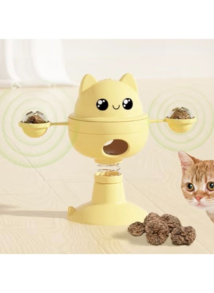Self-Balancing Spring Rotating Food Ball for Cats, Interactive Slow Feeder for Healthy Feeding, Mental Stimulation and Boredom Relief Toy for Indoor Cats, Interactive Training Tool - Image 4