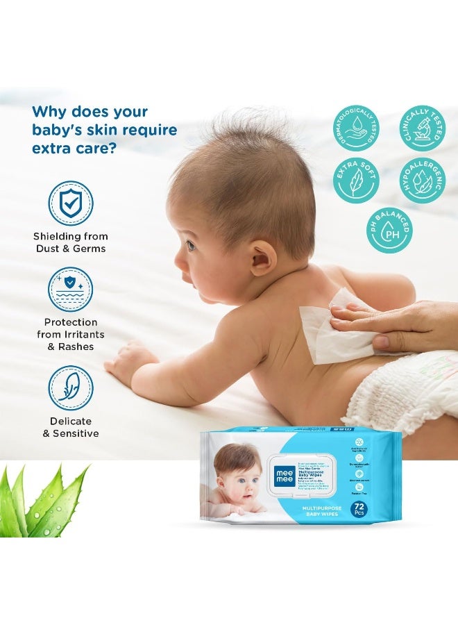 Mee Mee Baby Multipurpose Wet Wipes with Aloe Vera extracts and Fliptop Lid - Image 3