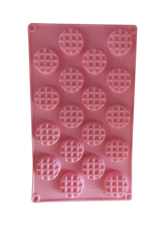 NIBEMINENT - Round Waffle Biscuits Silicone Mould Pink 29 x 17cm - Image 1