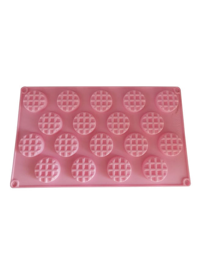 NIBEMINENT - Round Waffle Biscuits Silicone Mould Pink 29 x 17cm - Image 1