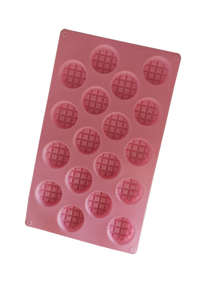NIBEMINENT - Round Waffle Biscuits Silicone Mould Pink 29 x 17cm - Image 1