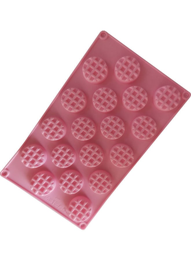 NIBEMINENT - Round Waffle Biscuits Silicone Mould Pink 29 x 17cm - Image 1