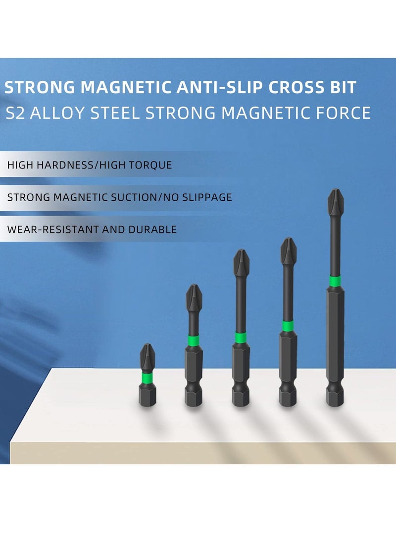 Generic - Magnetic Screwdriver Bit Set 6Pcs Magnetic Screwdriver Driver Bits Set Phillips Bits S2 Impact Magnetic Non Slip Steel Phillips Cross Slot Screwdriver Bit Set For Power Screwdriver Impact Drill - Image 1
