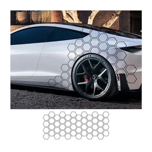 Bittwee Car Door Side Decals Automotive Body SelfAdhesive Wterproof DIY Hexagon Pattern Vinyl Door Side Graphics Stickers Decoration Accessories Universal for Vehicles SUV Trucks Black - Image 1