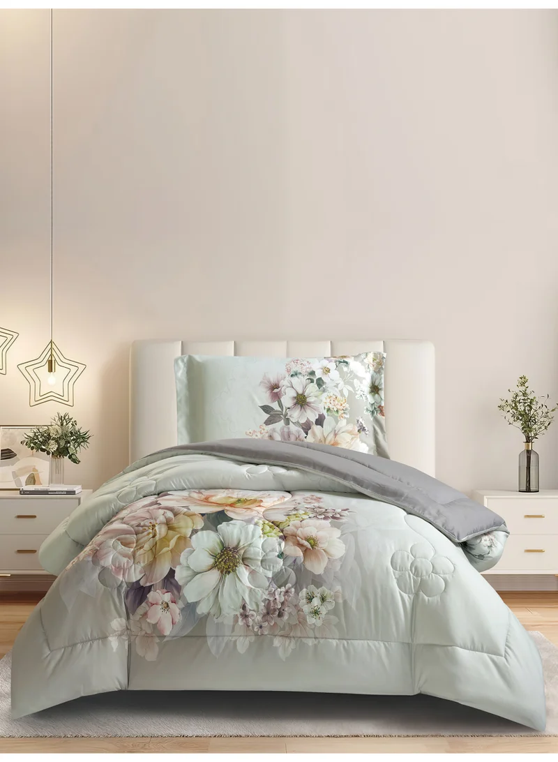 Donetella Bedding Comforter Set, twin Size 170x230 cm - 2-Pcs Digital Print Quilted Bed Set, Microfiber Fabric - 1 Comforter, 1 Pillow Shams.