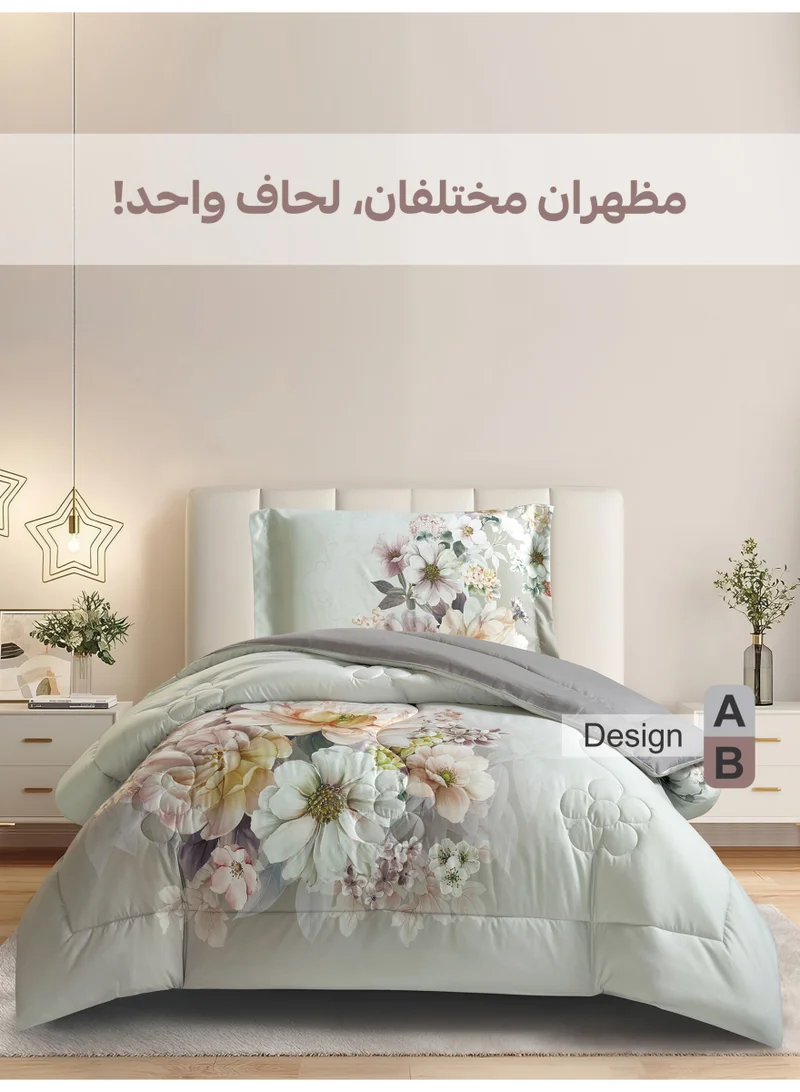 Donetella Bedding Comforter Set, twin Size 170x230 cm - 2-Pcs Digital Print Quilted Bed Set, Microfiber Fabric - 1 Comforter, 1 Pillow Shams.