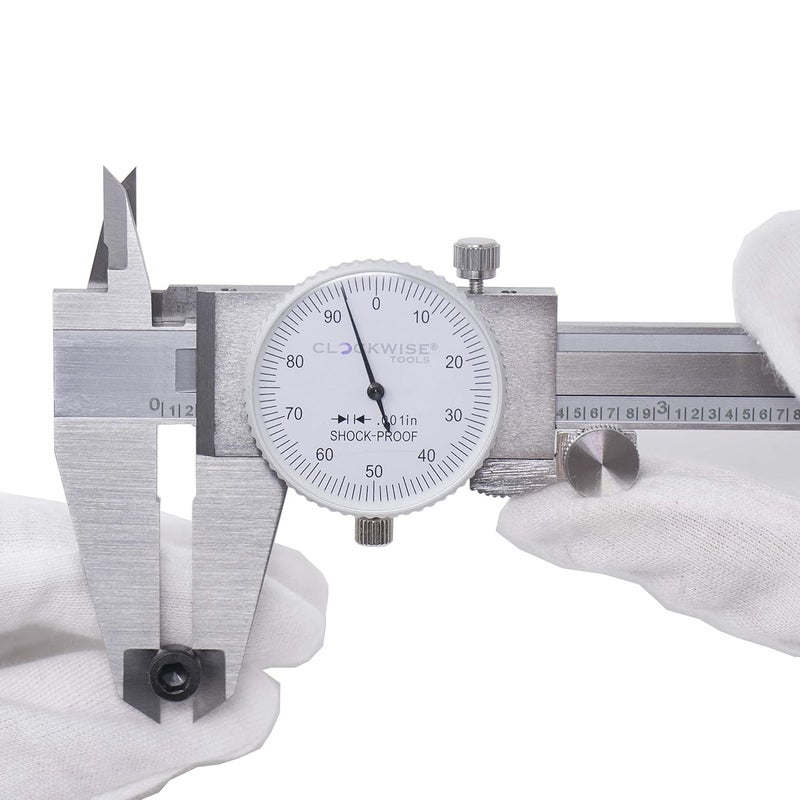 Clockwise Tools DDLR-0805 Pro Dial Caliper 0-8 Inch Double Shock Proof Stainless Steel Body SAE Measuring Tool - Image 4