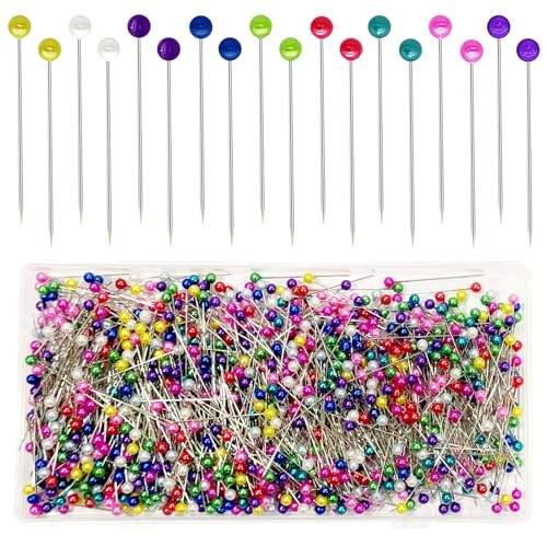 Sunenlyst 1000pcs Sewing Pins Straight Pin for Fabric, Pearlized Ball Head Quilting Pins Long 1.5inch, Multicolor Corsage Stick Pins for Dressmaker, Jewelry DIY Decoration, Craft and Sewing Project - Image 1