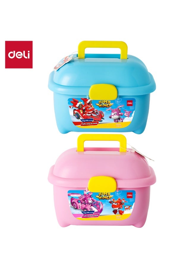 Deli طقم عجين دلي EY255-24 سوبر وينغز 1 صندوق - صندوق نشاط طين للأطفال مع حقيبة حمل، عجين جاف هوائي ناعم وآمن، 24 لون + قوالب، للأعمار 3 سنوات فما فوق - Image 1