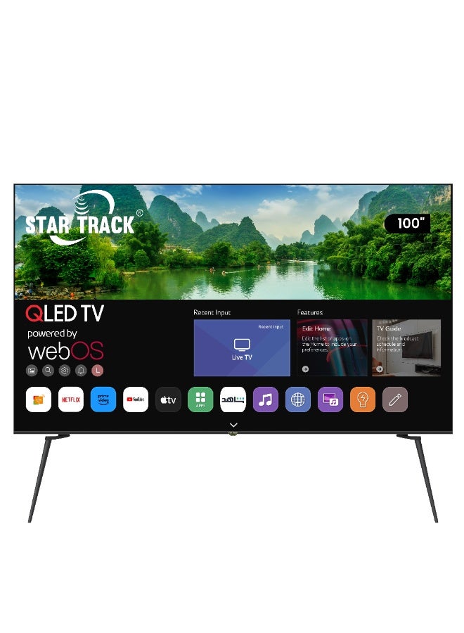 STAR TRACK STAR TRACK 100 inch QLED 4K Smart TV | HDR10+ | 95% Color Volume with Quantum Dot | 350 Nits Ultra Bright Display | WebOS with Apple AirPlay & Home | Air Mouse Remote | Ultra HD Smart TV  - Image 1