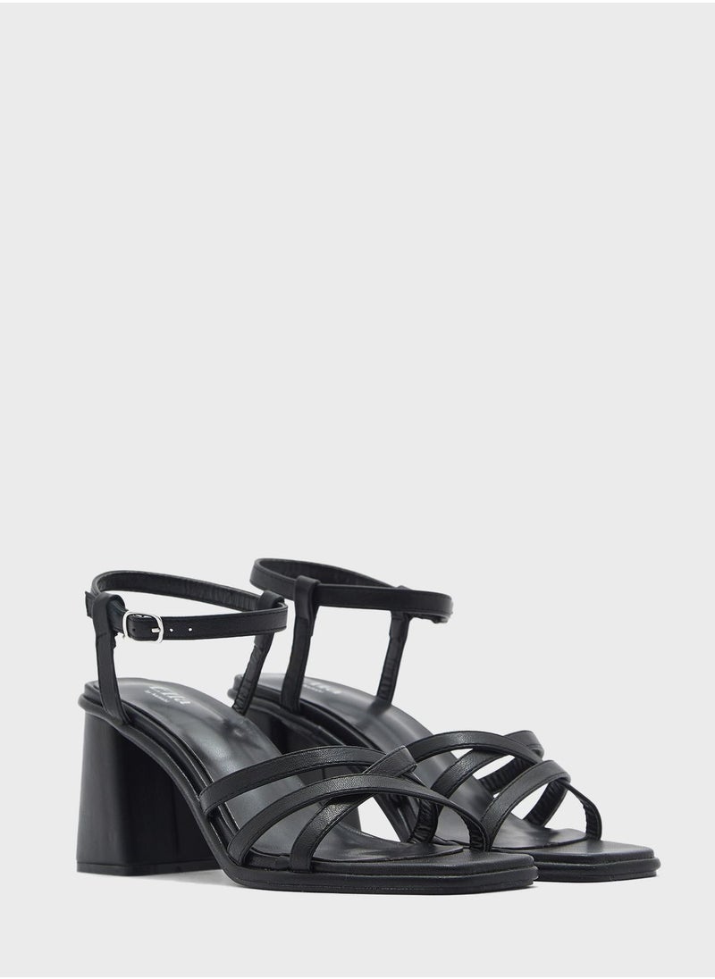 ELLA - Double Crossover Strap Block Heel Sandal - Image 1