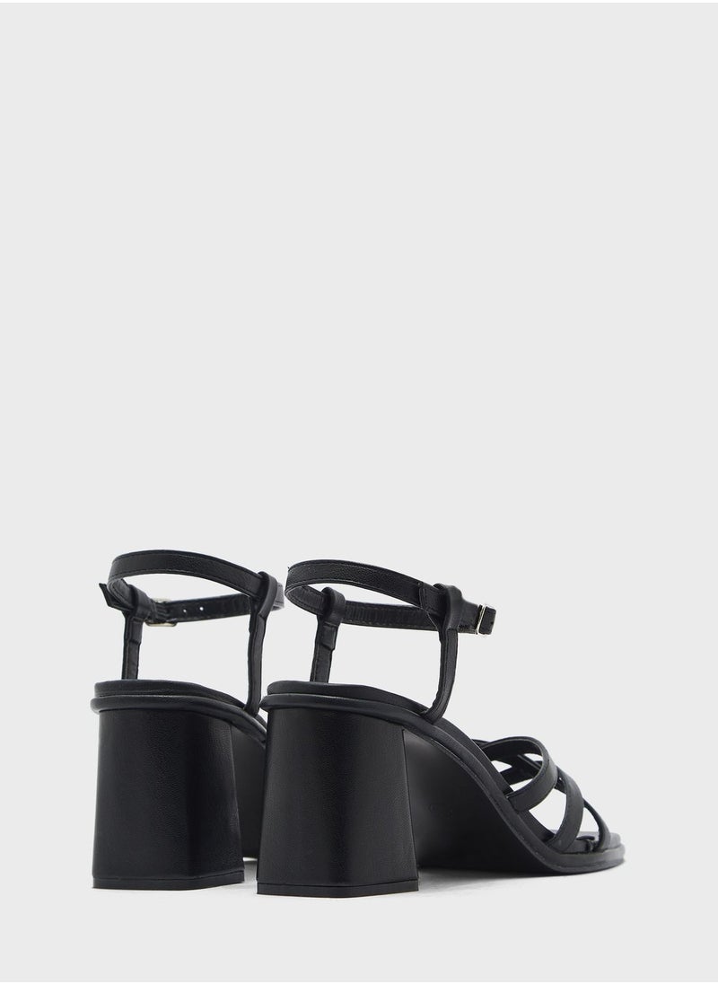 ELLA - Double Crossover Strap Block Heel Sandal - Image 1
